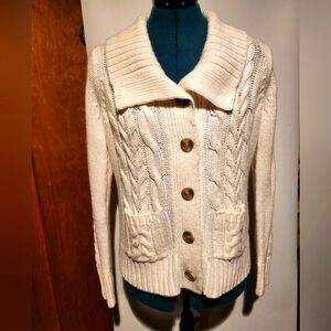2 Sweater/Cardigans; 1 cream and 1 gray, both size small